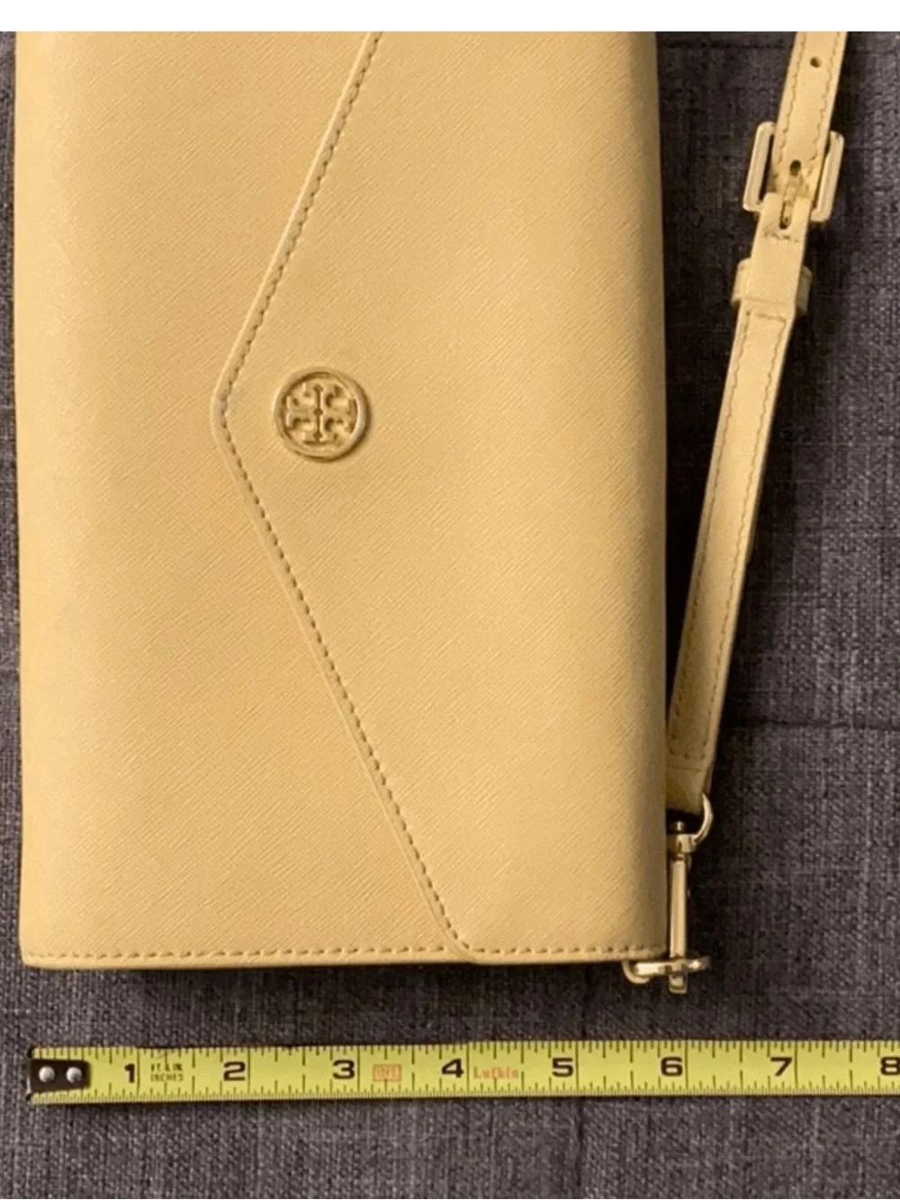 Tory Burch Beige Envelope Crossbody with Gold Logo